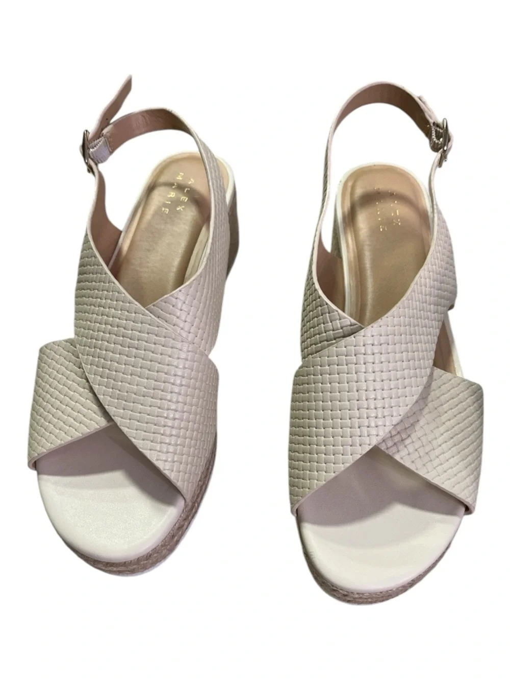 Alex Marie Milo Soft Gold Textured Leather Espadrille Wedges - Size 9,5 M